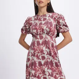 glitchez Sultry Back Style Printed Crinkled A-Line Mini Dress image 4