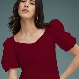 Dream Beauty Fashion Women V-Neck Puff Sleeve Top-picture-25