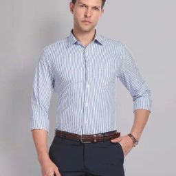 AD by Arvind Blue Regular Fit Striped Shirt-picture-49