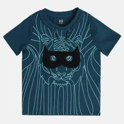 Miniklub Boys Blue Printed Regular Fit T-Shirt-image-80