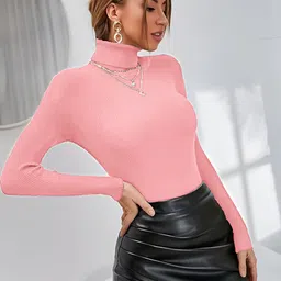 Moda Rapido Ribbed High Neck Cotton Pullover image 3