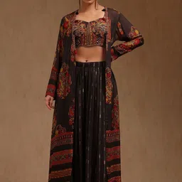 Soch Printed Chinon Shoulder Straps Top With Palazzo & Shrug-image-12