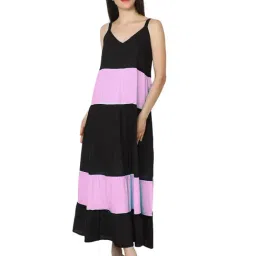 PATRORNA Black & Baby Pink Color-Block Nighty-picture-20
