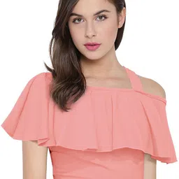 SHOPONBIT Women Solid Ruffles Off-Shoulder Crop Bardot Top-picture-41