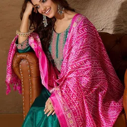 VredeVogel Women Ethnic Motifs Embroidered Kurta with Pyjamas & Dupatta-image-18