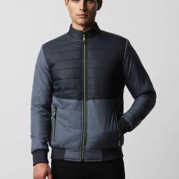Van Heusen Flex Blue Regular Fit Colour Block Quilted Jacket-picture-10