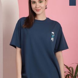 Tromko Women Pack of 2 Graphic Printed Round Neck Cotton Oversized T-shirts-picture-48