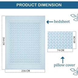 RUBOXA Grey & Blue Ethnic Motifs 160 TC King Bedsheet with 2 Pillow Covers image 2