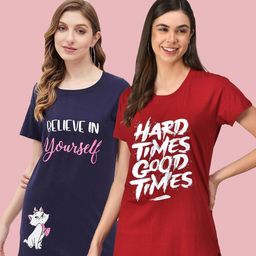 Christy World Women 2 Printed Extended Sleeves Applique T-shirt-picture-38