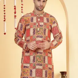 Anouk Floral Printed Band Collar Straight Kurta-image-35