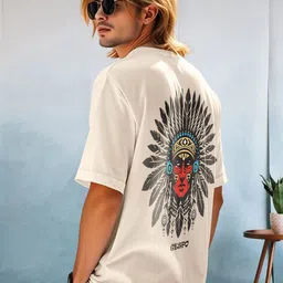 AUSK Graphic Printed Round Neck Drop-Shoulder Sleeves Pure Cotton Oversized T-shirt-picture-10