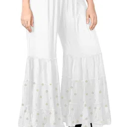 dharm house Women's Rayon Foil Print Sharara Palazzo Pants image 3