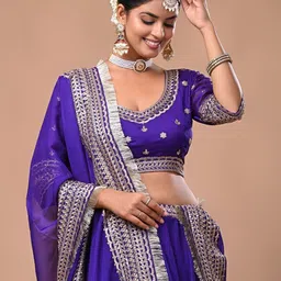 Futra Gabha Embroidered Sequinned Semi-Stitched Lehenga & Unstitched Blouse With Dupatta image 2