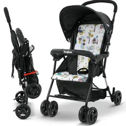 Baybee Infant Baby Stroller for Newborn Babies with 2-Position Adjustable Canopy Round Grip Handle Safety Harness Storage Basket & Rear Brake - Black-image-72