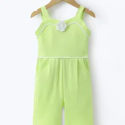 Mark & Mia Cotton Singlet Sleeves Jumpsuit with Floral Applique - Light Green-picture-10