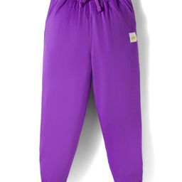 kookie kids india Kookie Kids Terry Knit Full Length Solid Lounge Pant with Small Badge Draw Cord & 2 Pockets - Purple-picture-4