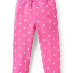 Babyhug Single Jersey Knit Full Length Leggings With Polka Dot Print Pack of 3 - Purple Pink & White image 2