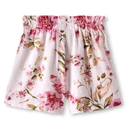 CrayonFlakes Rayon Floral Printed Shorts - Off White image 3