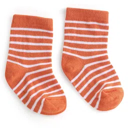 Cute Walk By Babyhug Anti-Bacterial Ankle Length Socks Striped  & Fruit Design Pack Of 3-  Red White & Blue image 3