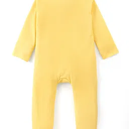 Babyhug Disney Single Jersey Knit Full Sleeves Sleep Suits With Mickey Mouse Graphics Pack Of 2 - Yellow & Blue image 3