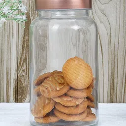 Femora Clear Glass Jar for Kitchen Storage Gold Lid, 1500 ml, Set Of 4 image 3