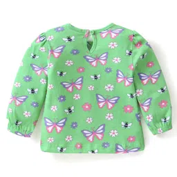 Babyhug Cotton Knit Full Sleeves Tops with Polka Dots& Butterfly Graphics Pack of 3 - Pink Green & Purple image 3