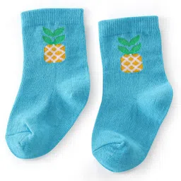 Cute Walk By Babyhug Anti-Bacterial Ankle Length Socks Striped  & Fruit Design Pack Of 3-  Red White & Blue image 4