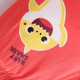 Bodycare Cotton Knit Shorts with Bow Applique & Baby Shark Print - Radiant Red image 3