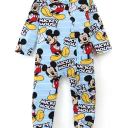 Babyhug Disney Single Jersey Knit Full Sleeves Sleep Suits With Mickey Mouse Graphics Pack Of 2 - Yellow & Blue image 4