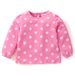 Babyhug Cotton Knit Full Sleeves Tops with Polka Dots& Butterfly Graphics Pack of 3 - Pink Green & Purple image 4