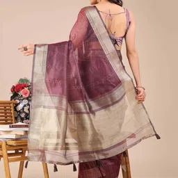 HERE&NOW Woven Design Organza Fusion Saree image 3