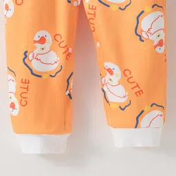 Kookie Kids Full Sleeves Full Sleeves Winterwear Romper with Duck Print - Orange image 5