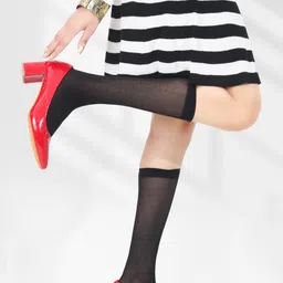 SHUZ TOUCH Block Heel Pointed Toe Pumps-picture-26