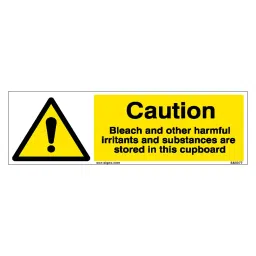 SUNSIGNS Caution Bleach And Other Harmful Irritants Stored Signages Size 300x100 mm HP Print + Vinyl + Sun Board, SN0077-image-70