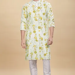 Anouk Floral Printed Mandarin Collar Straight Kurta image 4
