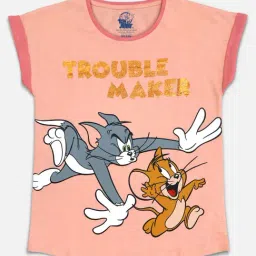 Kidsville Peach Embellished T-Shirt-picture-18