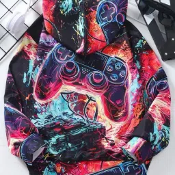 Bolly Lounge Boys Multicolor Regular Fit Printed Hooded Sweatshirt image 2