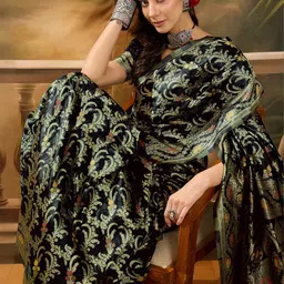 Desi Fusion Ethnic Motifs Woven Design Zari Saree image 3