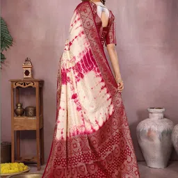 AG TEXTILE Tie and Dye Zari Art Silk Bandhani Saree image 3