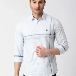 Dragon Hill Sky Blue Slim Fit Check Shirt-picture-28