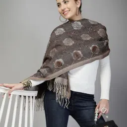 Mafadeny Brown Regular Fit Embellished Stole image 5