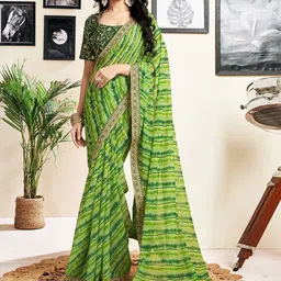 Sangria Printed Leheriya Saree With Blouse Piece-image-27
