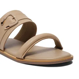 ERIDANI Women Solid Open Toe Zania Slip-on Flats with Buckles image 2