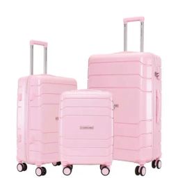 NASHER MILES Lisbon Hard Sided Polypropylene Check-in Set of 3 Rose Pink Trolley Bag(55,65&75cm)-picture-33