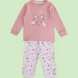 Pantaloons Baby Peach & White Cotton Printed Full Sleeves T-Shirt Set-picture-19