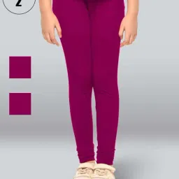 Lyra Kids Fuchsia Pink Skinny Fit Leggings (Pack of 2)-image-31