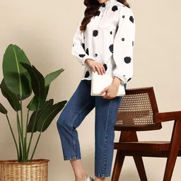 Mast & Harbour Printed Puff Sleeve Satin Top-picture-37