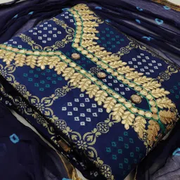 HERE&NOW Ethnic Motifs Woven Design Gotta Patti Jacquard Unstitched Dress Material-picture-13