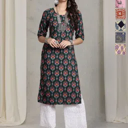 7Threads Selection Of 6 Floral Printed Round Neck Straight Kurtas-picture-22