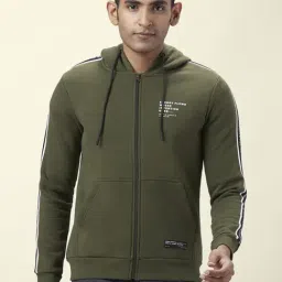 People by Pantaloons Olive Green Regular Fit Printed Hooded Sweatshirt-picture-30